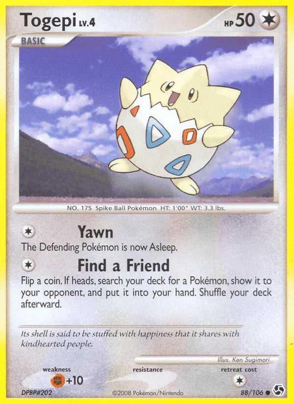 88, Colorless, Common, Diamond & Pearl: Great Encounters, Fighting[+10], Normal, Reverse Holofoil Togepi (88/106) [Diamond & Pearl: Great Encounters] - Trading Card World