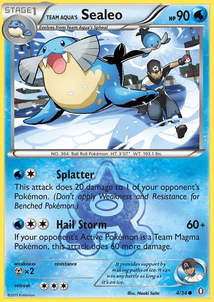 Common, Metal[×2], Normal, Reverse Holofoil, Water, XY: Double Crisis Team Aqua's Sealeo (4/34) [XY: Double Crisis] - Trading Card World