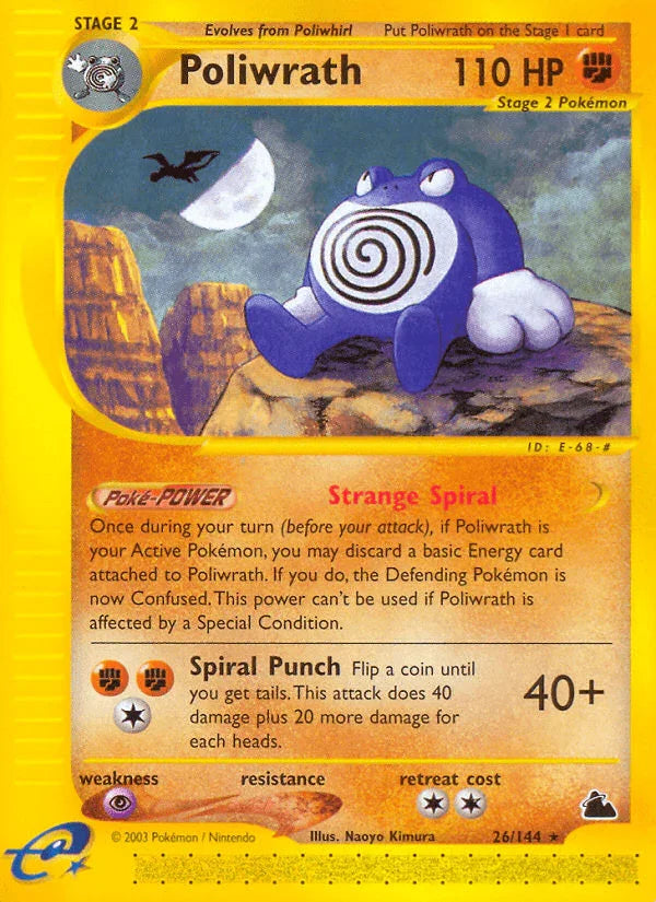26, Fighting, Normal, Psychic[×2], Rare, Reverse Holofoil, Skyridge Poliwrath (26/144) [Skyridge] - Trading Card World
