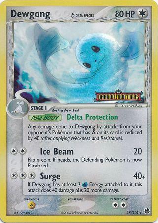 15, Colorless, EX: Dragon Frontiers, Lightning[×2], Rare, Reverse Holofoil Dewgong (15/101) (Delta Species) (Stamped) [EX: Dragon Frontiers] - Trading Card World