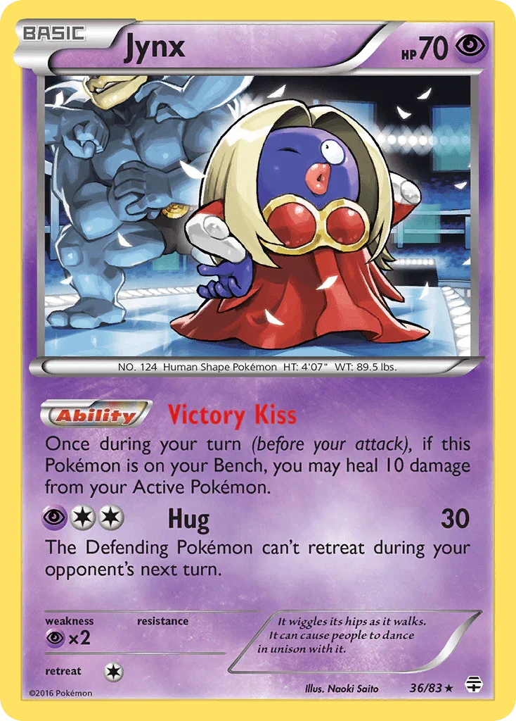 36, Normal, Psychic, Psychic[×2], Rare, Reverse Holofoil, XY: Generations Jynx (36/83) [XY: Generations] - Trading Card World