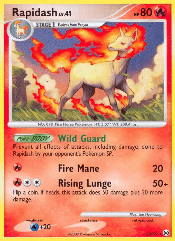 28, Fire, Normal, Platinum: Arceus, Rare, Reverse Holofoil, Water[+20] Rapidash (28/99) [Platinum: Arceus] - Trading Card World