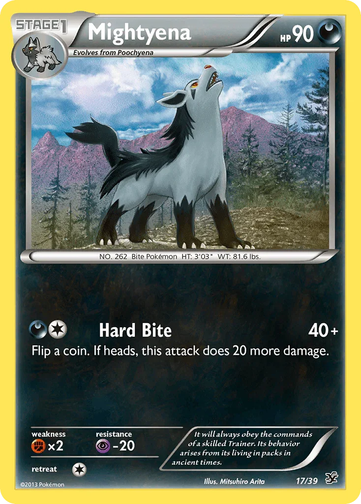 17, Common, Darkness, Fighting[×2], Normal, Psychic[-20], XY: Kalos Starter Set Mightyena (17/39) [XY: Kalos Starter Set] - Trading Card World