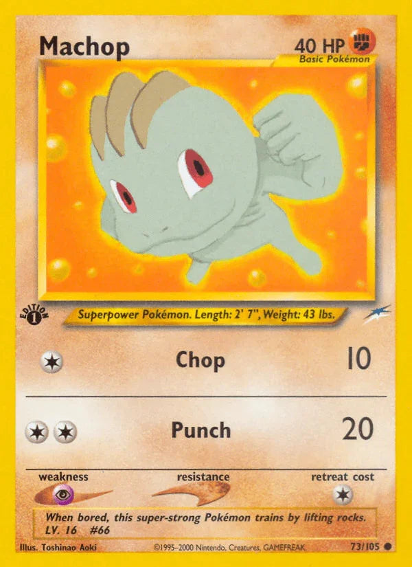 1st Edition Normal, 73, Common, Fighting, Neo Destiny 1st Edition, Psychic[×2] Machop (73/105) [Neo Destiny 1st Edition] - Trading Card World