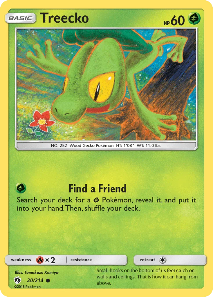20, Common, Fire[×2], Grass, Normal, Reverse Holofoil, Sun & Moon: Lost Thunder Treecko (20/214) [Sun & Moon: Lost Thunder] - Trading Card World