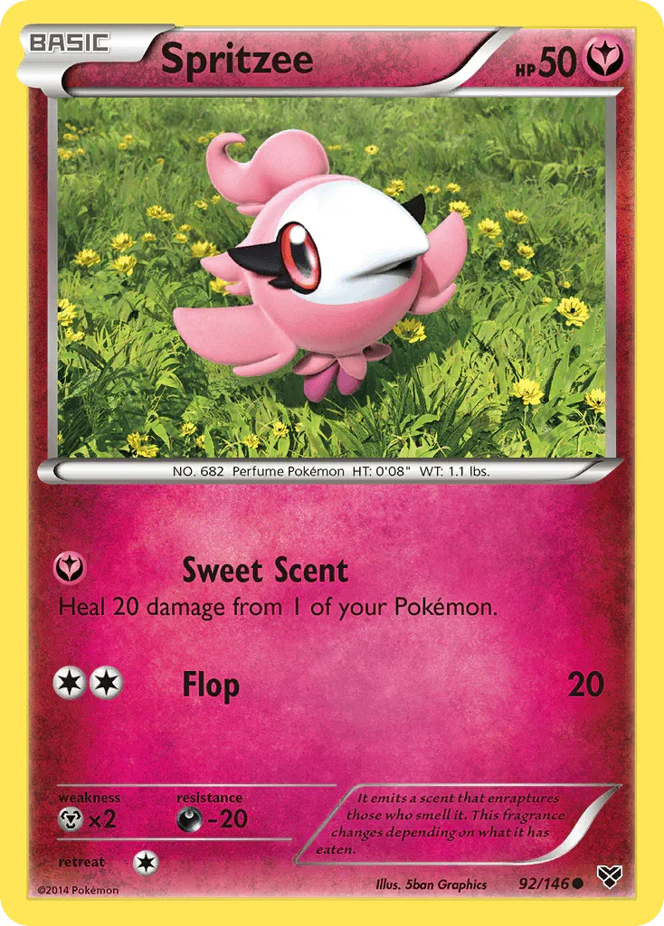 92, Common, Darkness[-20], Fairy, Metal[×2], Normal, Reverse Holofoil, XY: Base Set Spritzee (92/146) [XY: Base Set] - Trading Card World