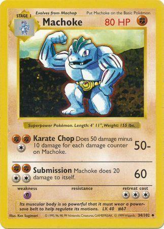 34, Base Set Shadowless Unlimited, Fighting, Normal, Psychic[×2], Uncommon Machoke (34/102) [Base Set Shadowless Unlimited] - Trading Card World