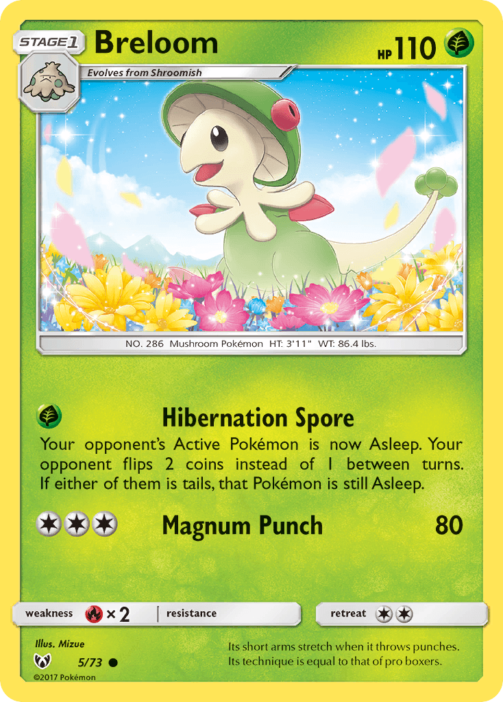 Common, Fire[×2], Grass, Normal, Reverse Holofoil, Sun & Moon: Shining Legends Breloom (5/73) [Sun & Moon: Shining Legends] - Trading Card World