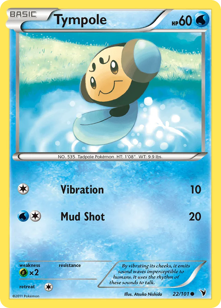 22, Black & White: Noble Victories, Common, Grass[×2], Normal, Reverse Holofoil, Water Tympole (22/101) [Black & White: Noble Victories] - Trading Card World
