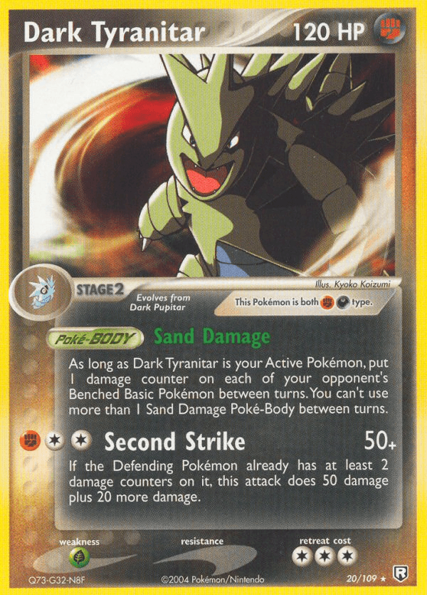 20, Darkness, EX: Team Rocket Returns, Fighting, Grass[×2], Normal, Rare Dark Tyranitar (20/109) [EX: Team Rocket Returns] - Trading Card World
