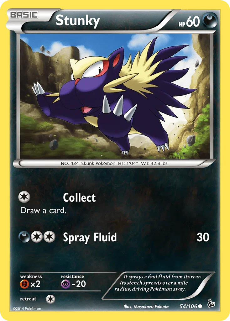 54, Common, Darkness, Fighting[×2], Normal, Psychic[-20], Reverse Holofoil, XY: Flashfire Stunky (54/106) [XY: Flashfire] - Trading Card World
