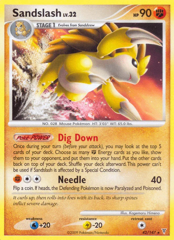 42, Fighting, Lightning[-20], Normal, Platinum: Supreme Victors, Rare, Reverse Holofoil, Water[+20] Sandslash (42/147) [Platinum: Supreme Victors] - Trading Card World