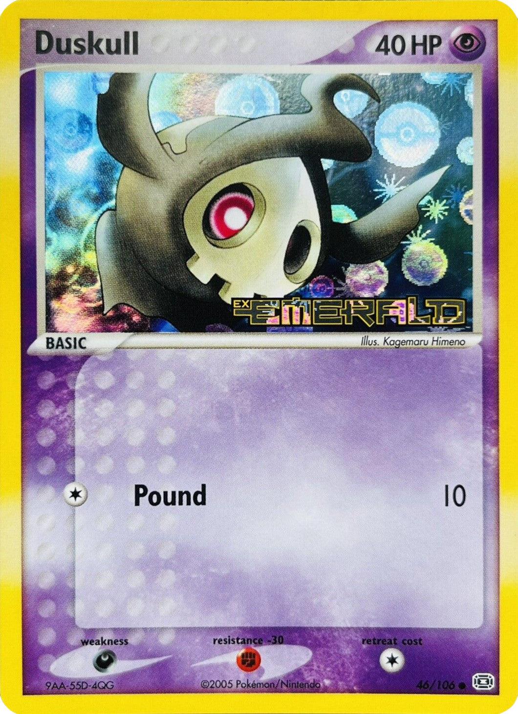 46, Common, Darkness[×2], EX: Emerald, Fighting[-30], Psychic, Reverse Holofoil Duskull (46/106) (Stamped) [EX: Emerald] - Trading Card World