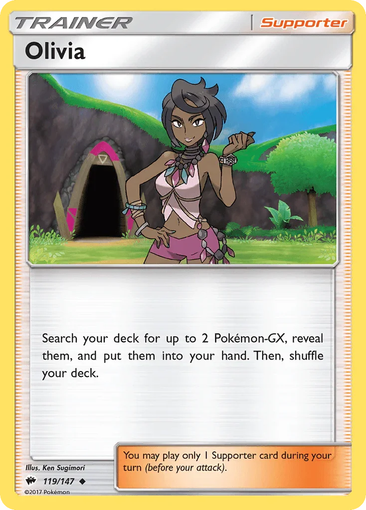 119, Normal, Reverse Holofoil, Sun & Moon: Burning Shadows, Supporter, Uncommon Olivia (119/147) [Sun & Moon: Burning Shadows] - Trading Card World