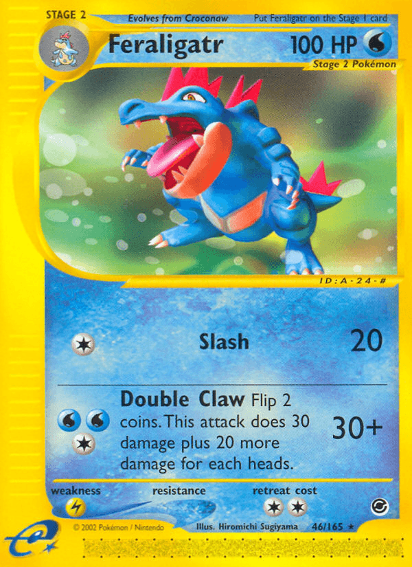46, Expedition: Base Set, Lightning[×2], Normal, Rare, Reverse Holofoil, Water Feraligatr (46/165) [Expedition: Base Set] - Trading Card World