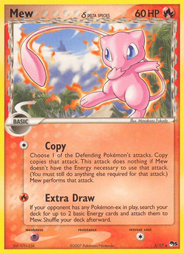 Fire, Holofoil, Normal, POP Series 5, Psychic[×2], Rare Mew (3/17) (Delta Species) [POP Series 5] - Trading Card World