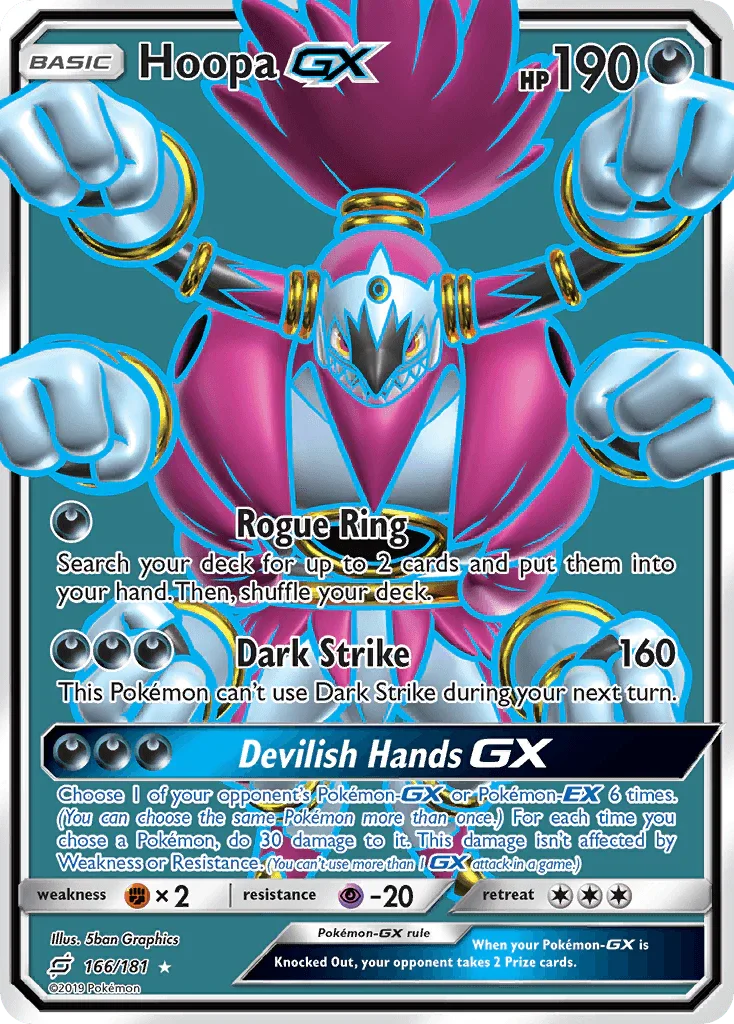 166, Darkness, Fighting[×2], Holofoil, Psychic[-20], Sun & Moon: Team Up, Ultra Rare Hoopa GX (166/181) [Sun & Moon: Team Up] - Trading Card World