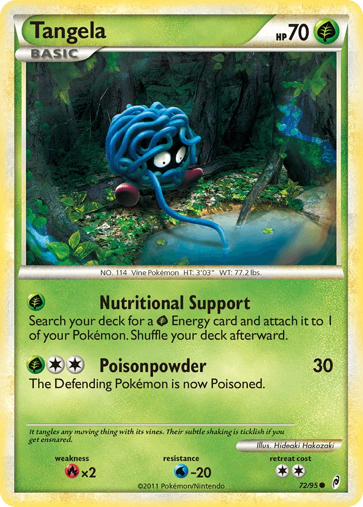 72, Common, Fire[×2], Grass, HeartGold & SoulSilver: Call of Legends, Normal, Reverse Holofoil, Water[-20] Tangela (72/95) [HeartGold & SoulSilver: Call of Legends] - Trading Card World