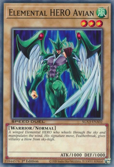 1st Edition, Common, Normal Monster, Speed Duel GX: Duelists of Shadows, Warrior, Wind Elemental HERO Avian [SGX3-ENA02] Common - Trading Card World