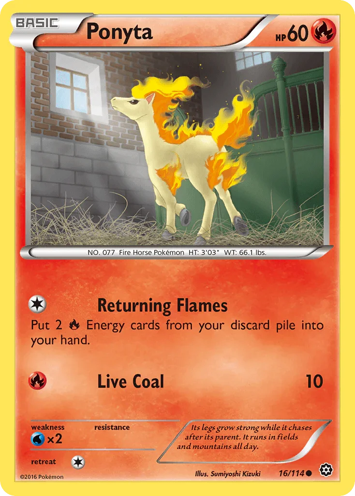 16, Common, Fire, Normal, Reverse Holofoil, Water[×2], XY: Steam Siege Ponyta (16/114) [XY: Steam Siege] - Trading Card World