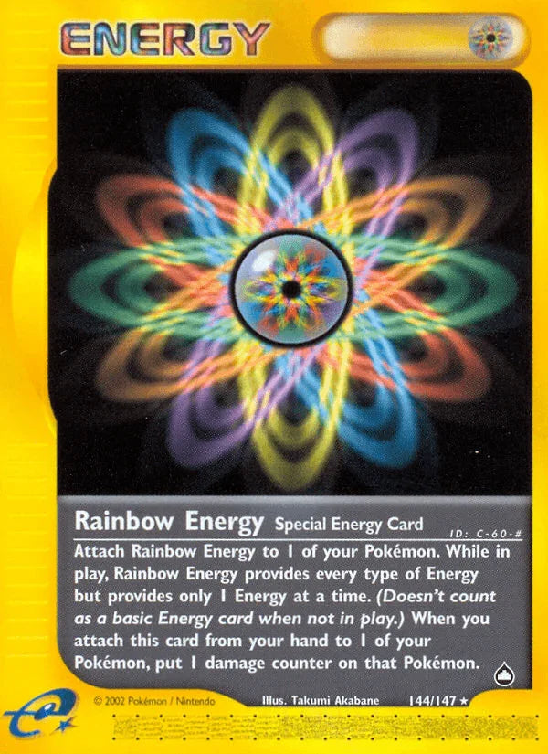 144, Aquapolis, Normal, Rare, Reverse Holofoil, Special Energy Rainbow Energy (144/147) [Aquapolis] - Trading Card World