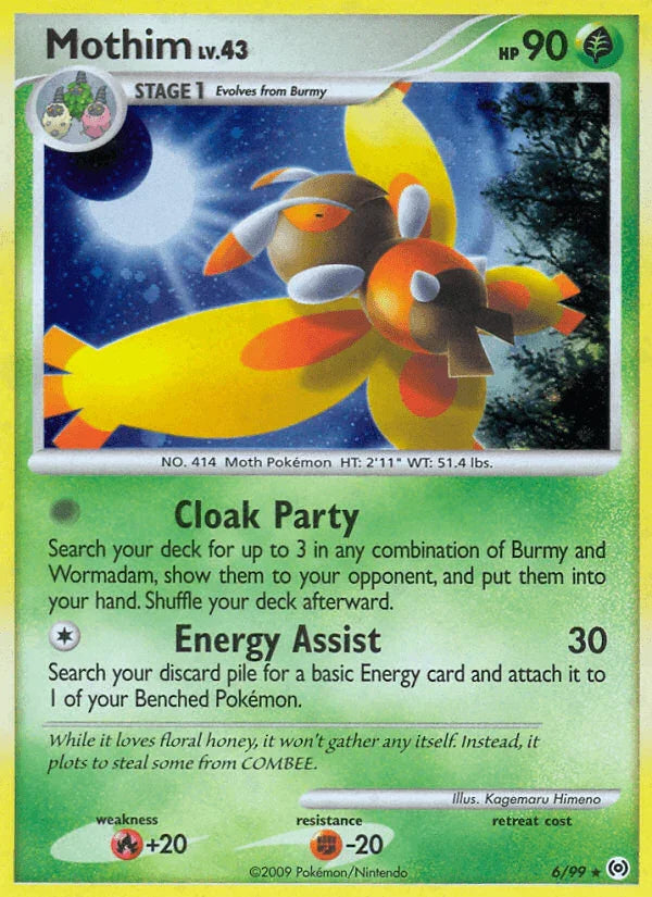 Fighting[-20], Fire[+20], Grass, Holo Rare, Holofoil, Platinum: Arceus, Reverse Holofoil Mothim (6/99) [Platinum: Arceus] - Trading Card World