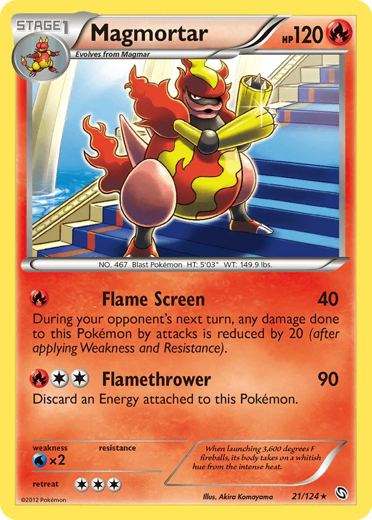 21, Black & White: Dragons Exalted, Fire, Normal, Rare, Reverse Holofoil, Water[×2] Magmortar (21/124) [Black & White: Dragons Exalted] - Trading Card World