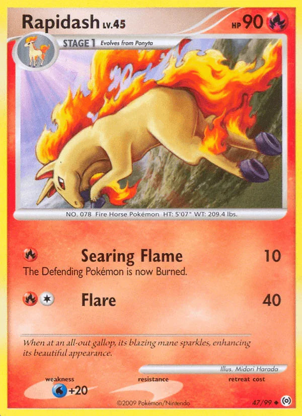 47, Fire, Normal, Platinum: Arceus, Reverse Holofoil, Uncommon, Water[+20] Rapidash (47/99) [Platinum: Arceus] - Trading Card World