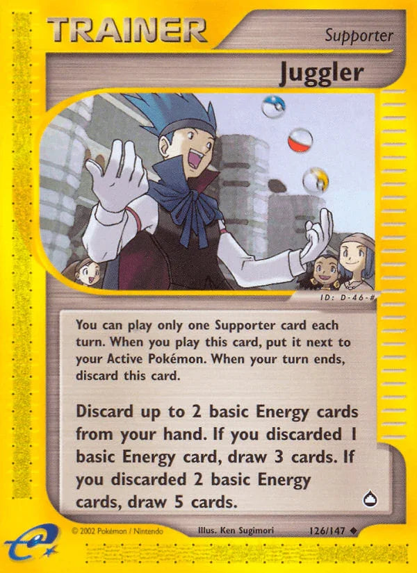 126, Aquapolis, Normal, Reverse Holofoil, Supporter, Uncommon Juggler (126/147) [Aquapolis] - Trading Card World