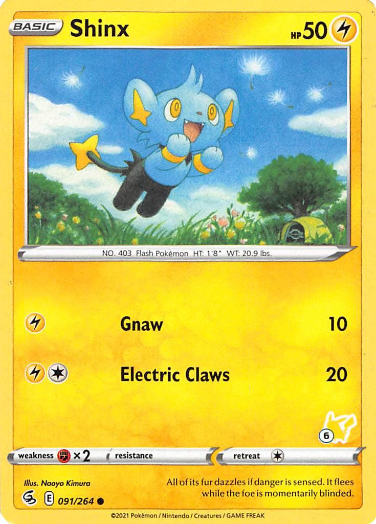 091, Battle Academy 2022, Common, Fighting [x2], Lightning, Normal Shinx (091/264) (Pikachu Stamp #6) [Battle Academy 2022] - Trading Card World