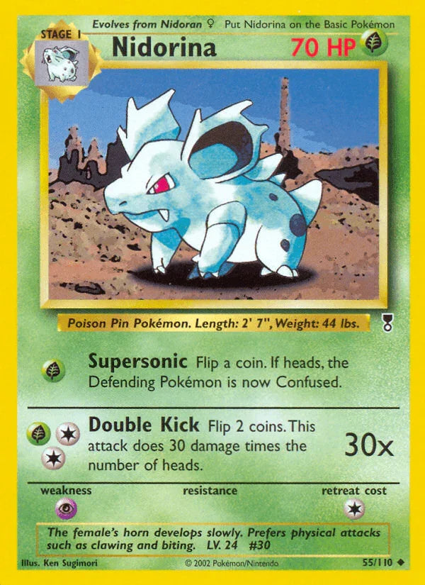 55, Grass, Legendary Collection, Normal, Psychic[×2], Reverse Holofoil, Uncommon Nidorina (55/110) [Legendary Collection] - Trading Card World