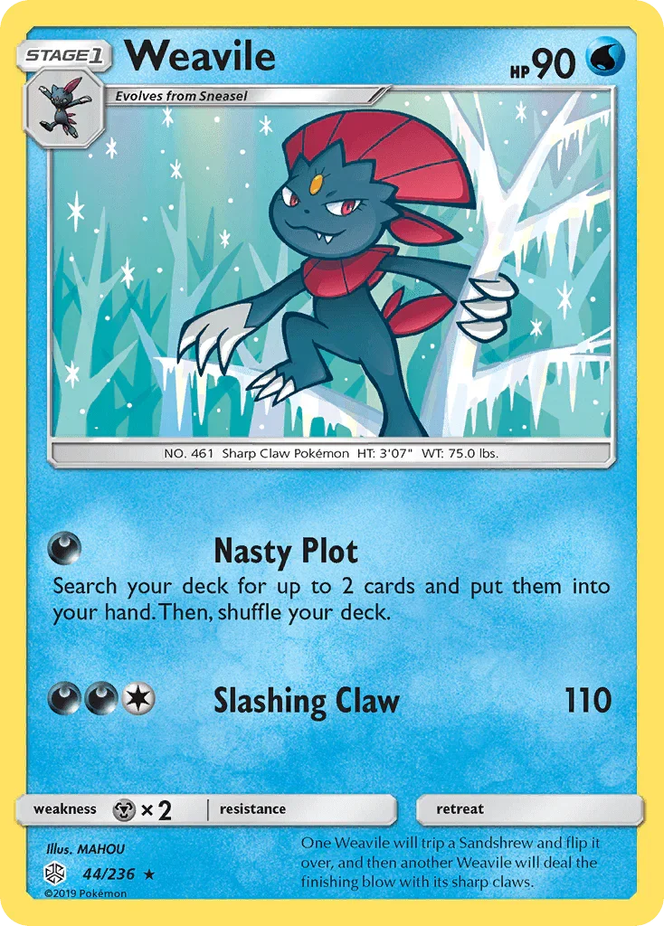 44, Metal[×2], Normal, Rare, Reverse Holofoil, Sun & Moon: Cosmic Eclipse, Water Weavile (44/236) [Sun & Moon: Cosmic Eclipse] - Trading Card World