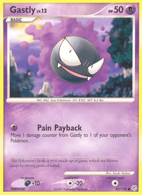 82, Colorless[-20], Common, Darkness[+10], Diamond & Pearl: Base Set, Normal, Psychic, Reverse Holofoil Gastly (82/130) [Diamond & Pearl: Base Set] - Trading Card World
