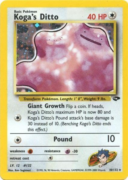 10, Colorless, Fighting[×2], Gym Challenge Unlimited, Holo Rare, Holofoil, Psychic[-30] Koga's Ditto (10/132) [Gym Challenge Unlimited] - Trading Card World