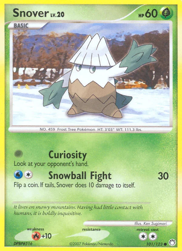 Common, Diamond & Pearl: Mysterious Treasures, Fire[+10], Grass, Normal, Reverse Holofoil Snover (101/123) [Diamond & Pearl: Mysterious Treasures] - Trading Card World