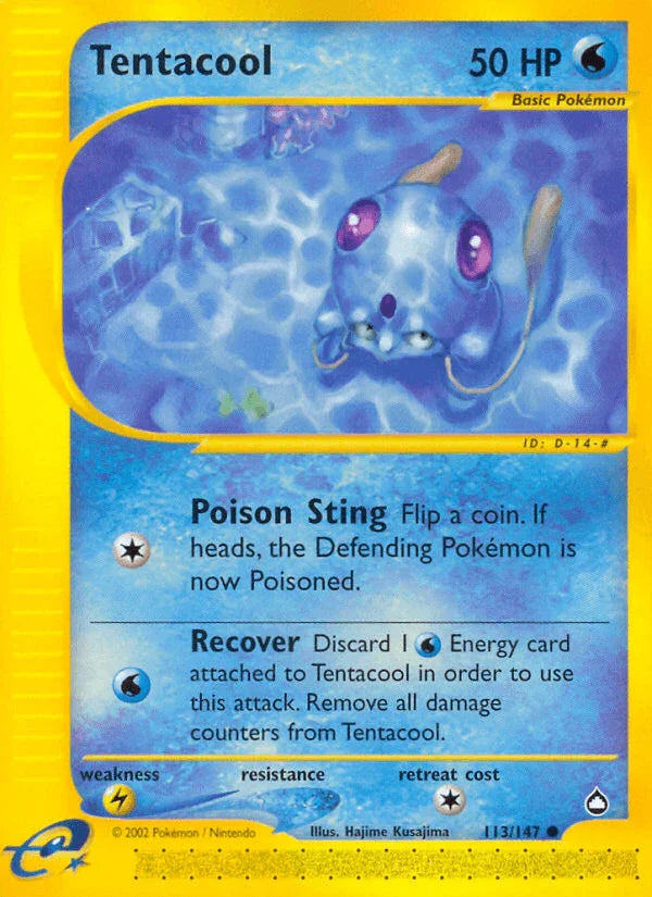 113, Aquapolis, Common, Lightning[×2], Normal, Reverse Holofoil, Water Tentacool (113/147) [Aquapolis] - Trading Card World