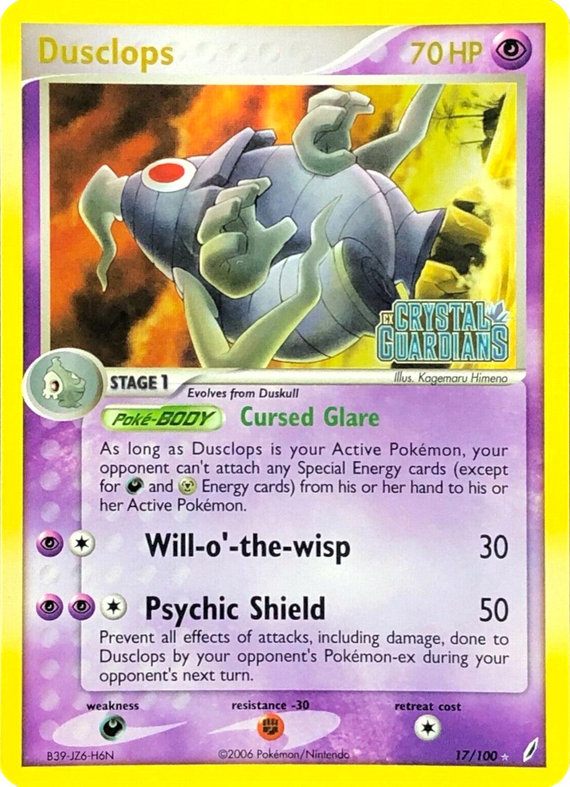17, Darkness, EX: Crystal Guardians, Fighting [-30], Holo Rare, Holofoil, noPrice, Psychic, Reverse Holofoil Dusclops (17/100) (Prerelease) [EX: Crystal Guardians] - Trading Card World