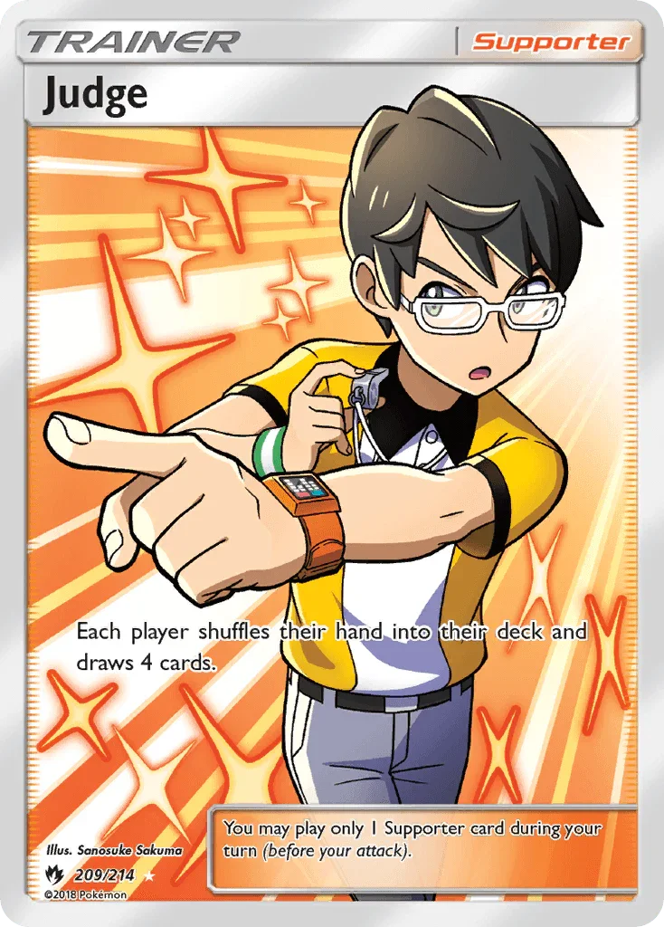 209, Holofoil, Sun & Moon: Lost Thunder, Supporter, Ultra Rare Judge (209/214) [Sun & Moon: Lost Thunder] - Trading Card World