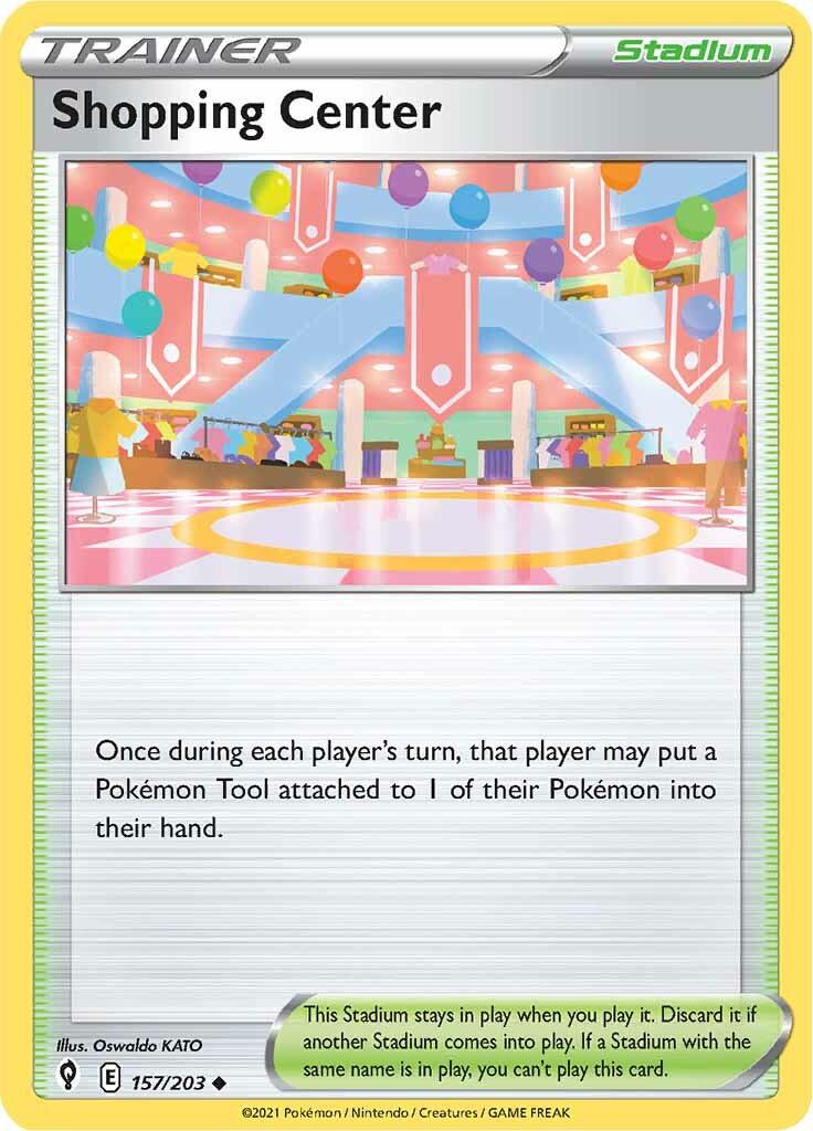 157, Normal, Reverse Holofoil, Stadium, Sword & Shield: Evolving Skies, Uncommon Shopping Center (157/203) [Sword & Shield: Evolving Skies] - Trading Card World