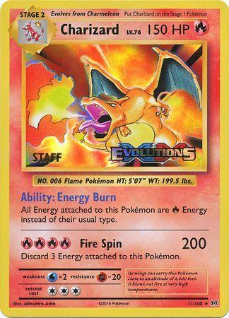 11, Fighting[-20], Fire, Holofoil, Promo, Water[×2], XY: Black Star Promos Charizard (11/108) (XY Evolutions Staff Prerelease) [XY: Black Star Promos] - Trading Card World