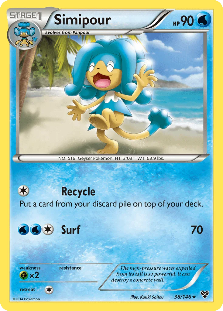 38, Grass[×2], Normal, Rare, Reverse Holofoil, Water, XY: Base Set Simipour (38/146) [XY: Base Set] - Trading Card World