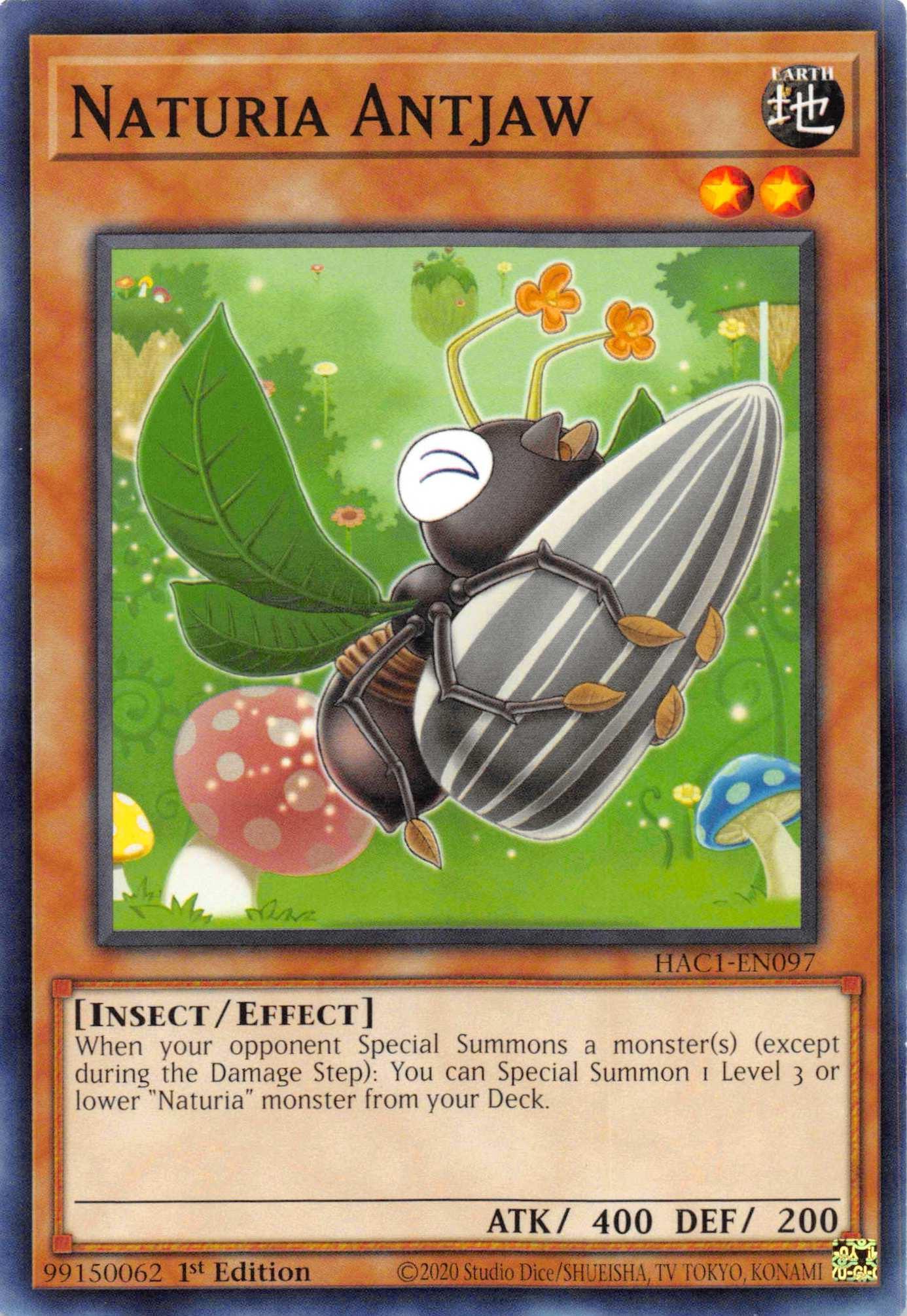 1st Edition, Common, Earth, Effect Monster, Hidden Arsenal: Chapter 1, Insect Naturia Antjaw [HAC1-EN097] Common - Trading Card World