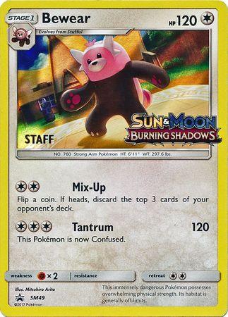 Colorless, Fighting [x2], Holofoil, Promo, SM49, Sun & Moon: Black Star Promos Bewear (SM49) (Staff Prerelease Promo) [Sun & Moon: Black Star Promos] - Trading Card World