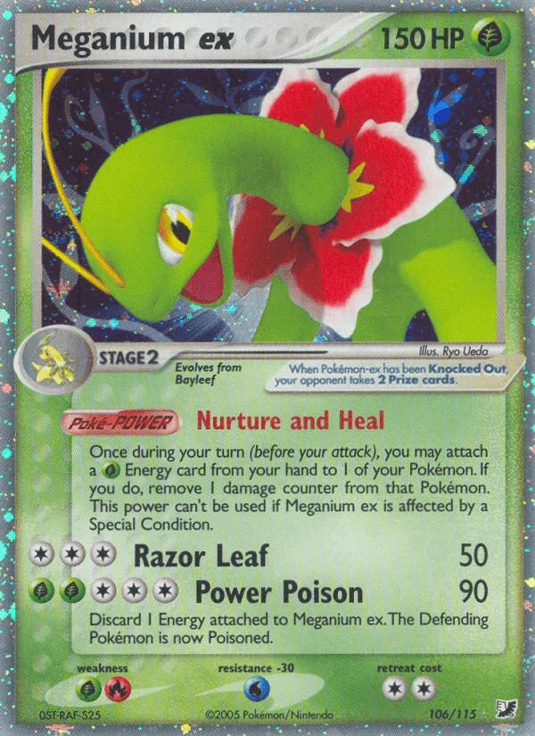 106, EX: Unseen Forces, Fire[×2], Grass, Grass[×2], Holofoil, Ultra Rare, Water[-30] Meganium ex (106/115) [EX: Unseen Forces] - Trading Card World