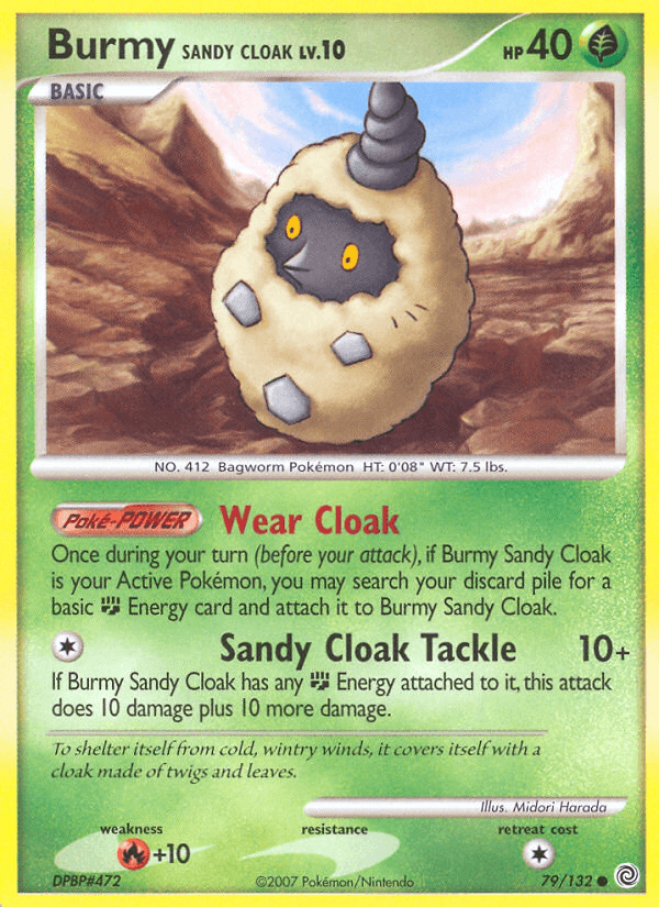 79, Common, Diamond & Pearl: Secret Wonders, Fire[+10], Grass, Normal, Reverse Holofoil Burmy Sandy Cloak (79/132) [Diamond & Pearl: Secret Wonders] - Trading Card World