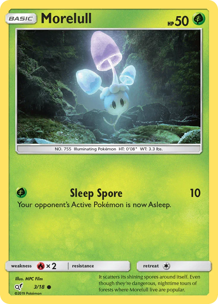 Common, Fire[×2], Grass, Holofoil, Sun & Moon: Detective Pikachu Morelull (3/18) [Sun & Moon: Detective Pikachu] - Trading Card World