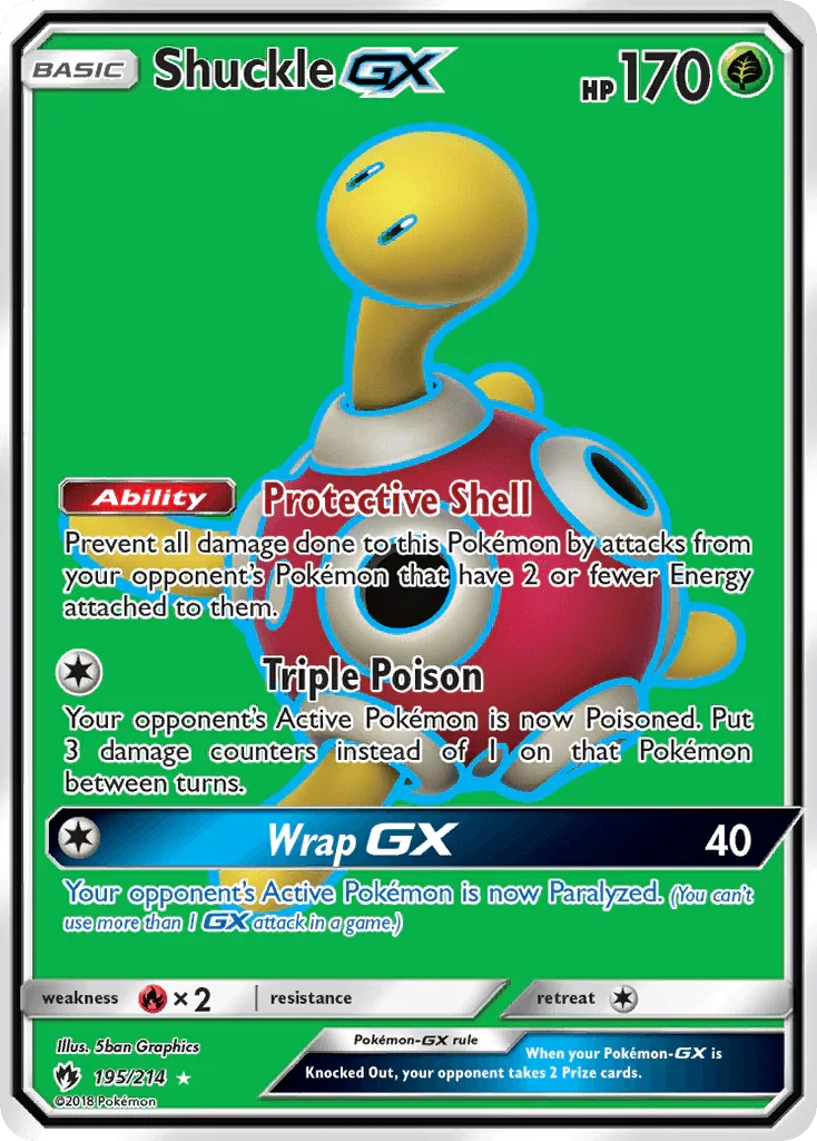 195, Fire[×2], Grass, Holofoil, Sun & Moon: Lost Thunder, Ultra Rare Shuckle GX (195/214) [Sun & Moon: Lost Thunder] - Trading Card World