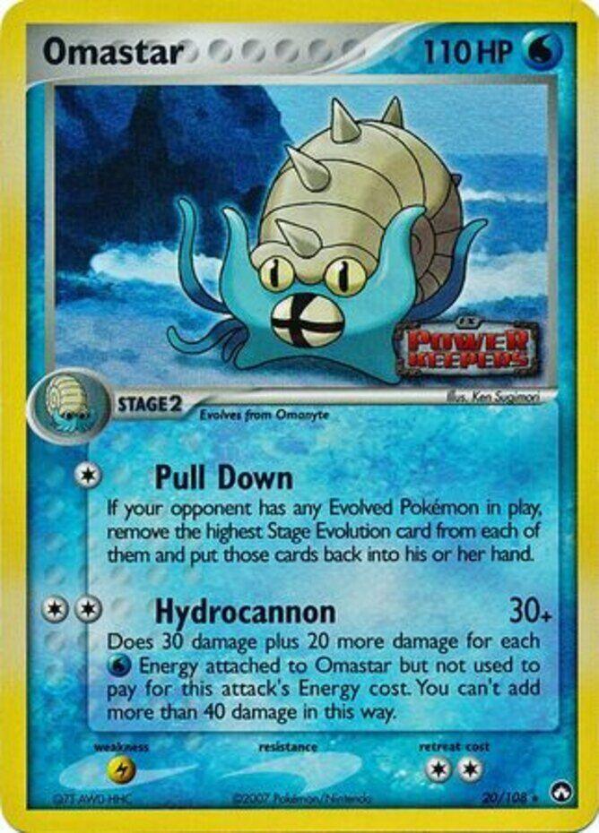 20, EX: Power Keepers, Lightning[×2], Rare, Reverse Holofoil, Water Omastar (20/108) (Stamped) [EX: Power Keepers] - Trading Card World