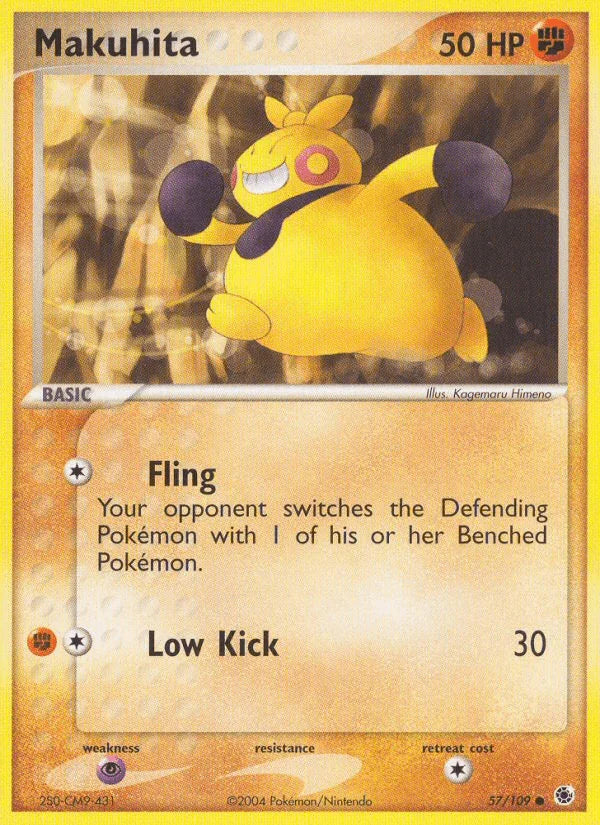 57, Common, EX: Ruby & Sapphire, Fighting, Normal, Psychic[×2], Reverse Holofoil Makuhita (57/109) [EX: Ruby & Sapphire] - Trading Card World