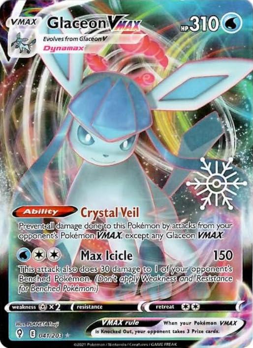 041, Holofoil, Metal [x2], Sword & Shield: Evolving Skies, Ultra Rare, Water Glaceon VMAX (041/203) (Holiday Calendar) [Sword & Shield: Evolving Skies] - Trading Card World